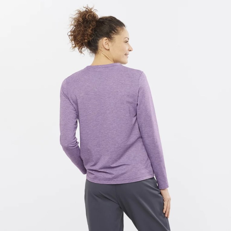 Lavender Salomon Essential Tencel Long Sleeve Women's T-Shirts | IE OG1794